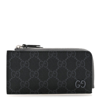 Gucci GG Supreme Monogram Zip Card Case Black Grey 1 of 8