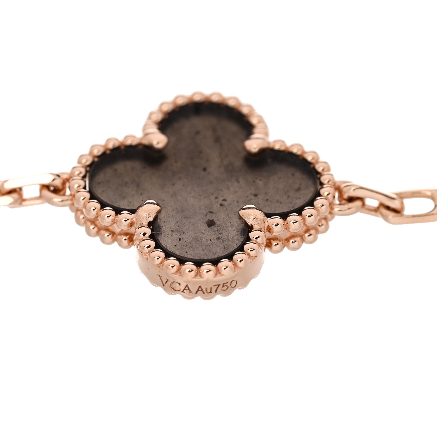 Van Cleef & Arpels 18K Rose Gold Silver Obsidian 5 Motifs Vintage Alhambra Bracelet 4 of 5