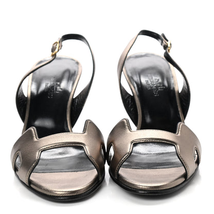 Hermes Metallic Nappa Night 70 Slingback Sandals 36 Mordore 2 of 8