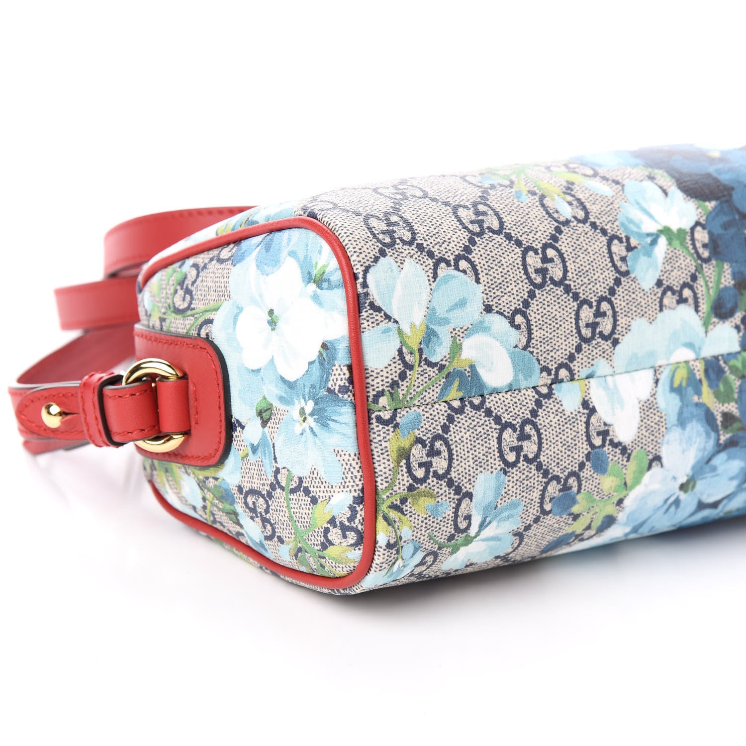 Gucci GG Supreme Monogram Blooms Mini Boston Navy Blue Hibiscus 8 of 9