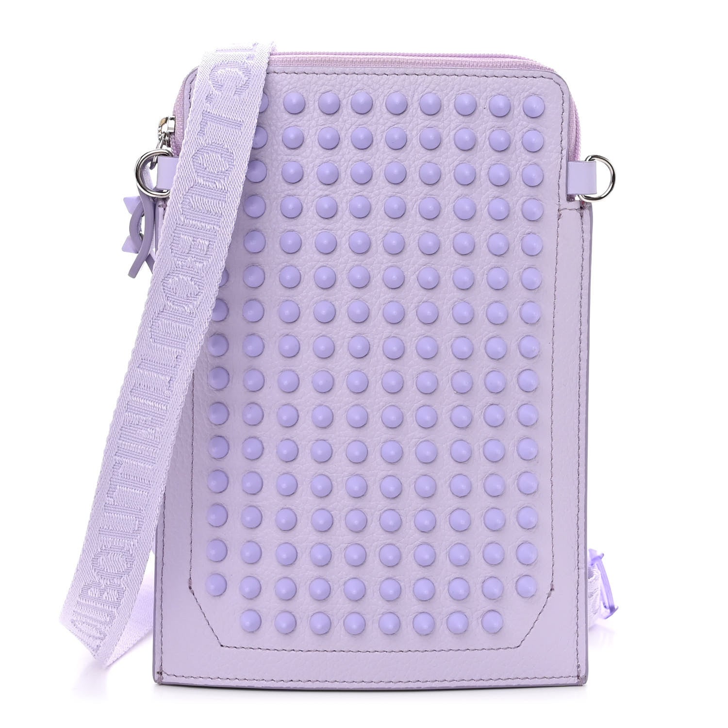 Christian Louboutin Empire Calfskin Spikes Fluorescent Loubilab Clutch Lilac 1 of 9