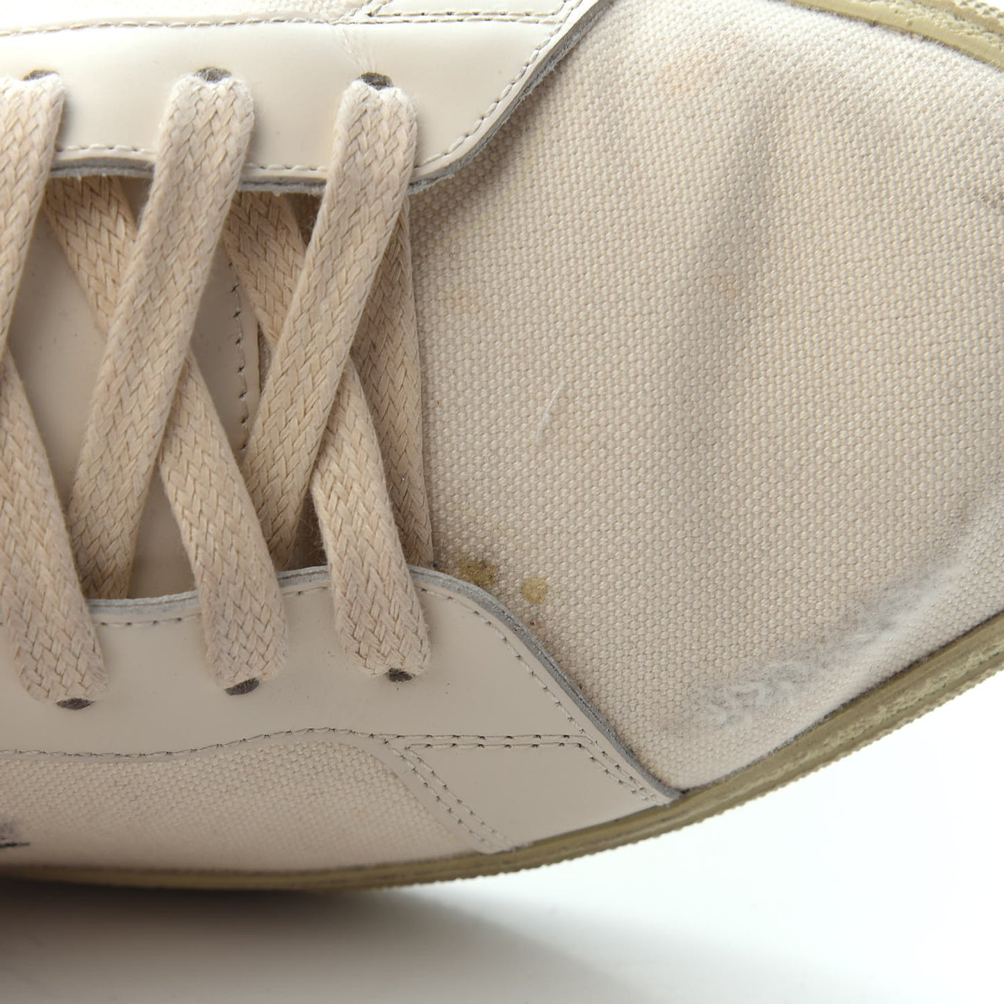 Distressed Canvas Court Classic Sneakers 41 Panna
