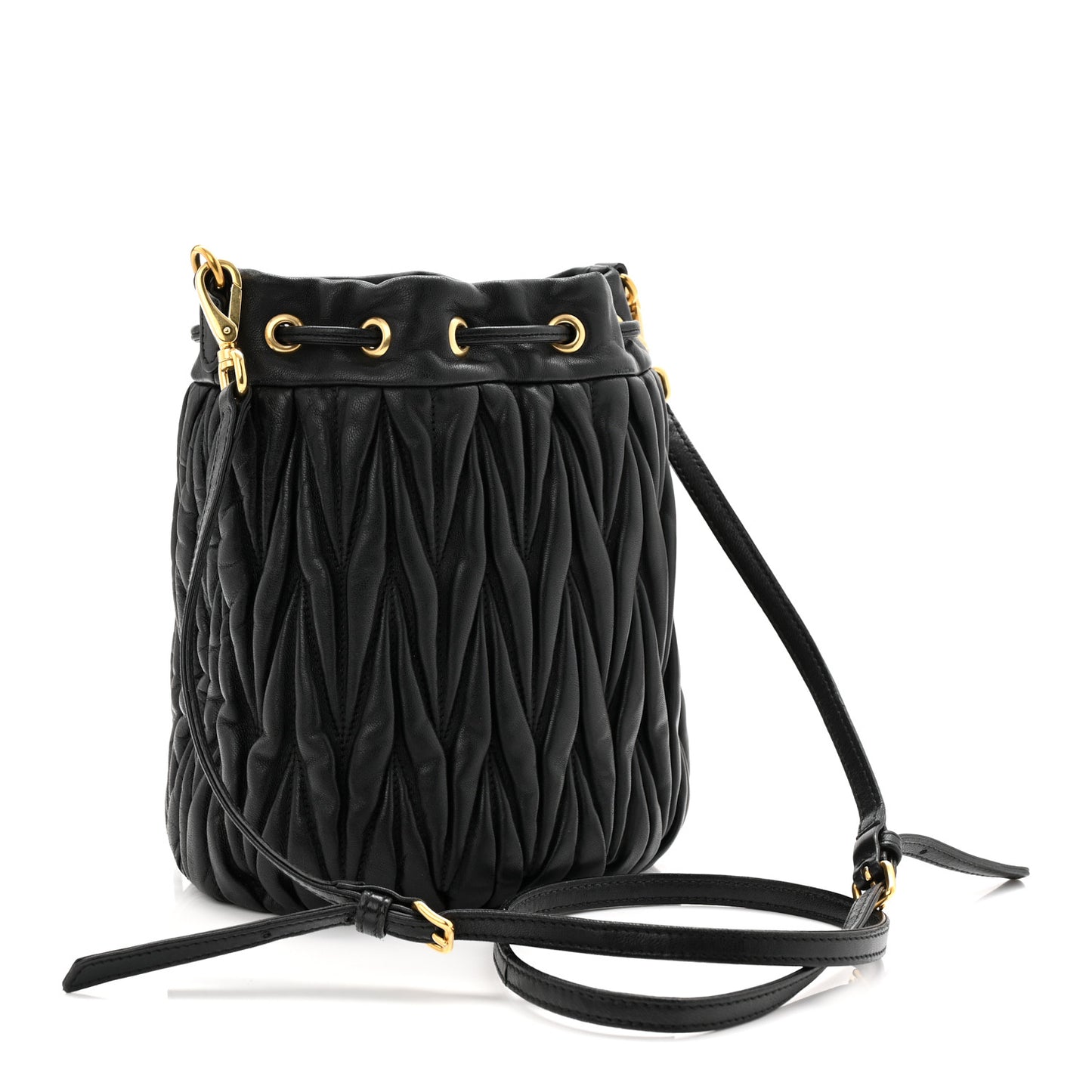 Nappa Matelasse Small Bucket Bag Black