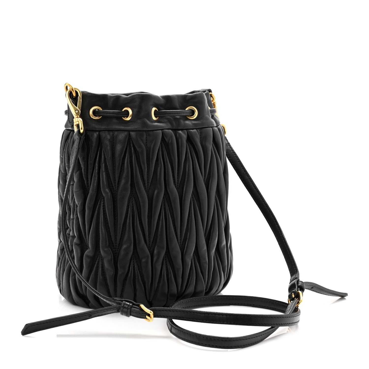 Miu Miu Nappa Matelasse Small Bucket Bag Black 3 of 9