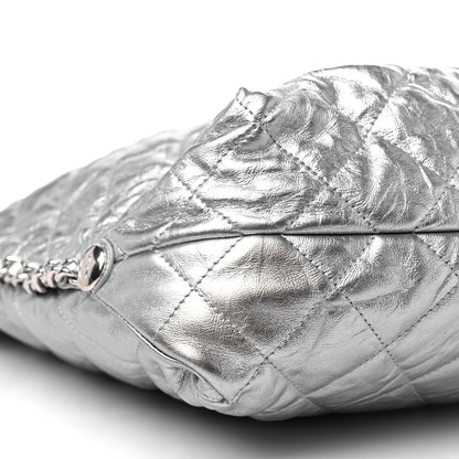 Chanel Metallic Crackled Calfskin Quilted Large Big Bang Hobo Silver 8 of 10