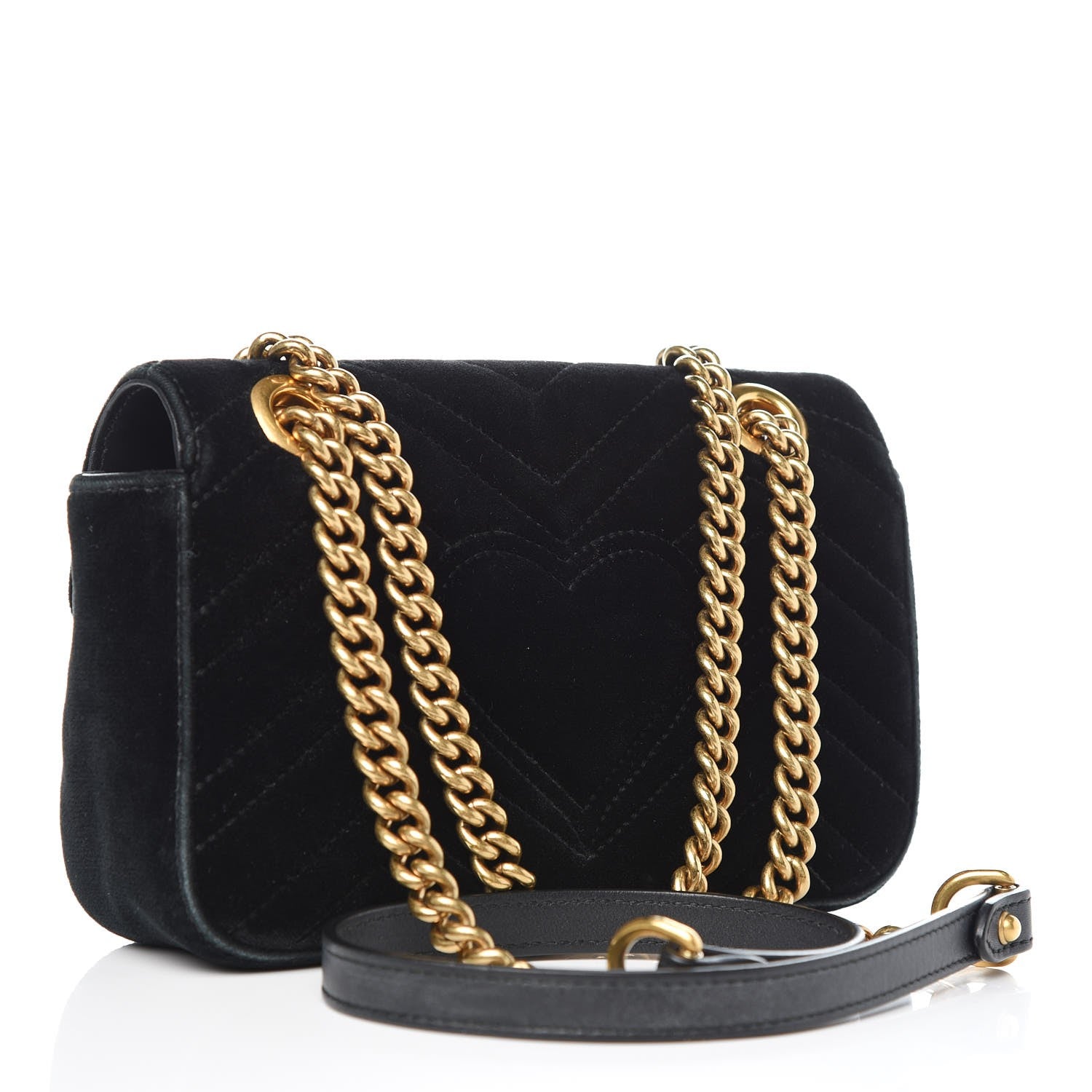 Gucci Velvet Matelasse Mini GG Marmont Shoulder Bag Black 4 of 17
