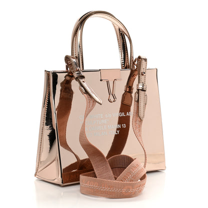 Off-White Metallic Patent Mini Box Bag Rose Gold 3 of 9