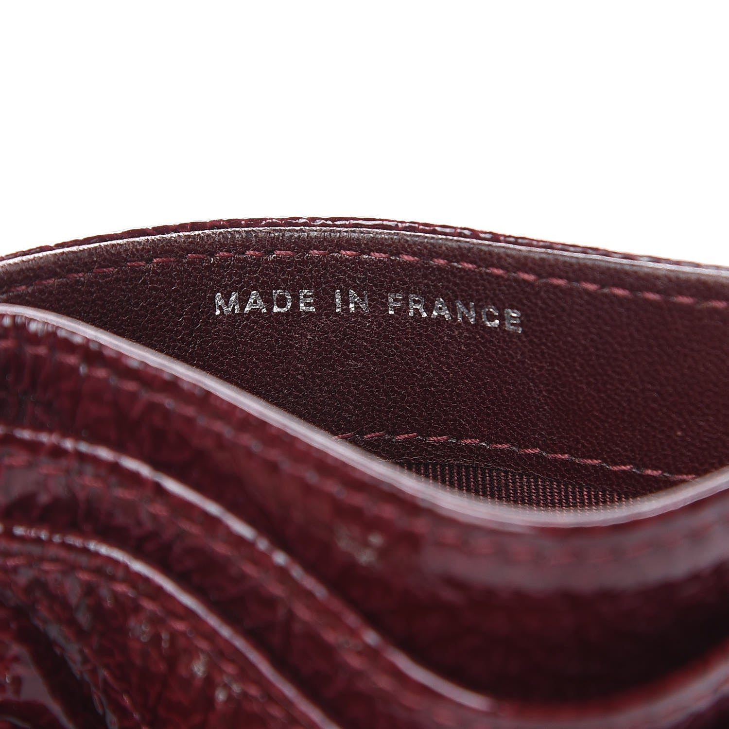 Chanel Distressed Patent Quilted Card Holder Bordeaux 8 of 10