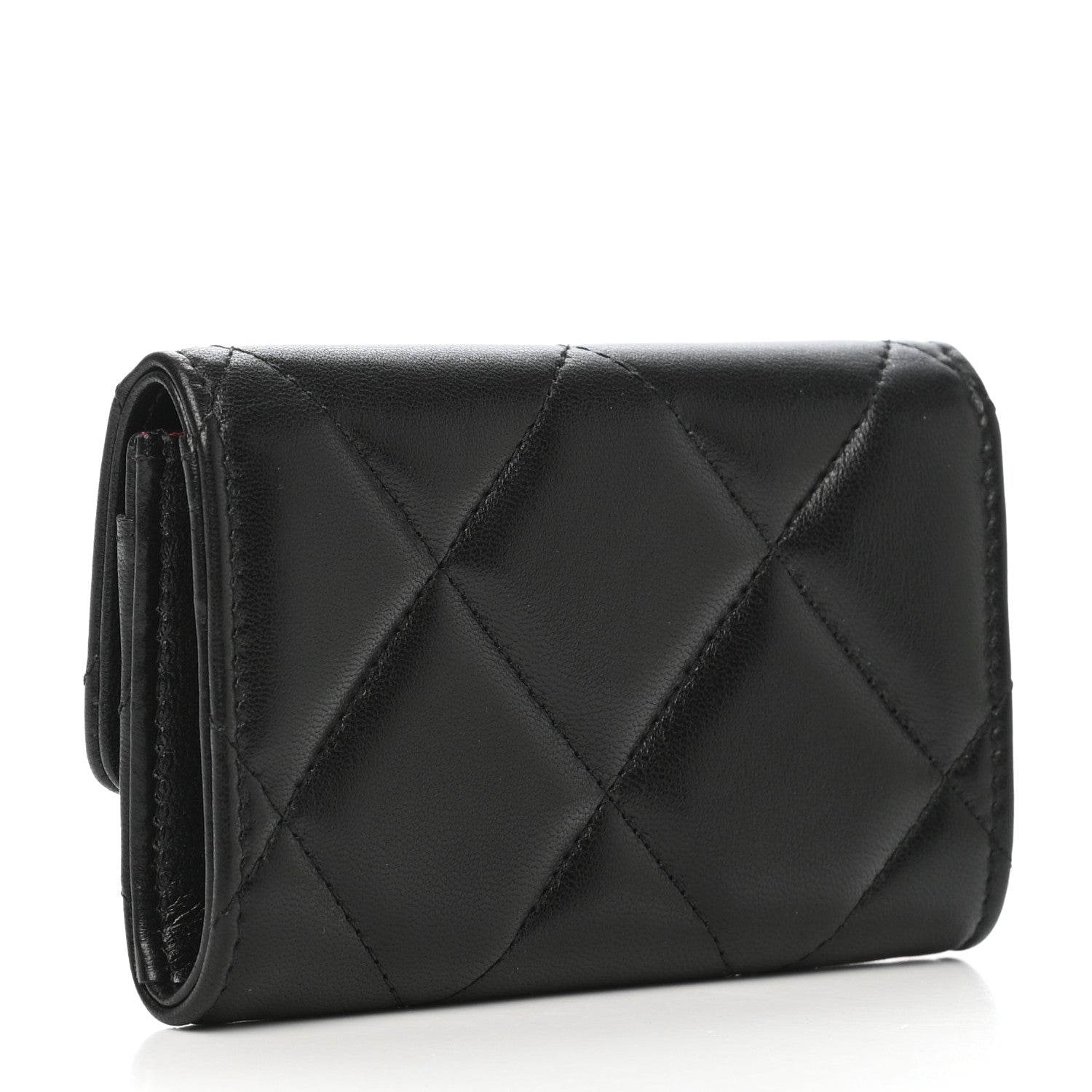 Chanel Lambskin Quilted Chanel 19 Flap Card Holder Black 3 of 9
