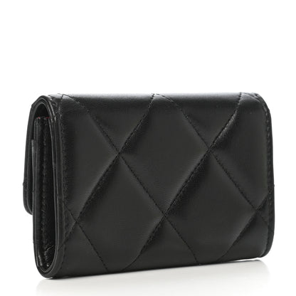 Chanel Lambskin Quilted Chanel 19 Flap Card Holder Black 3 of 9
