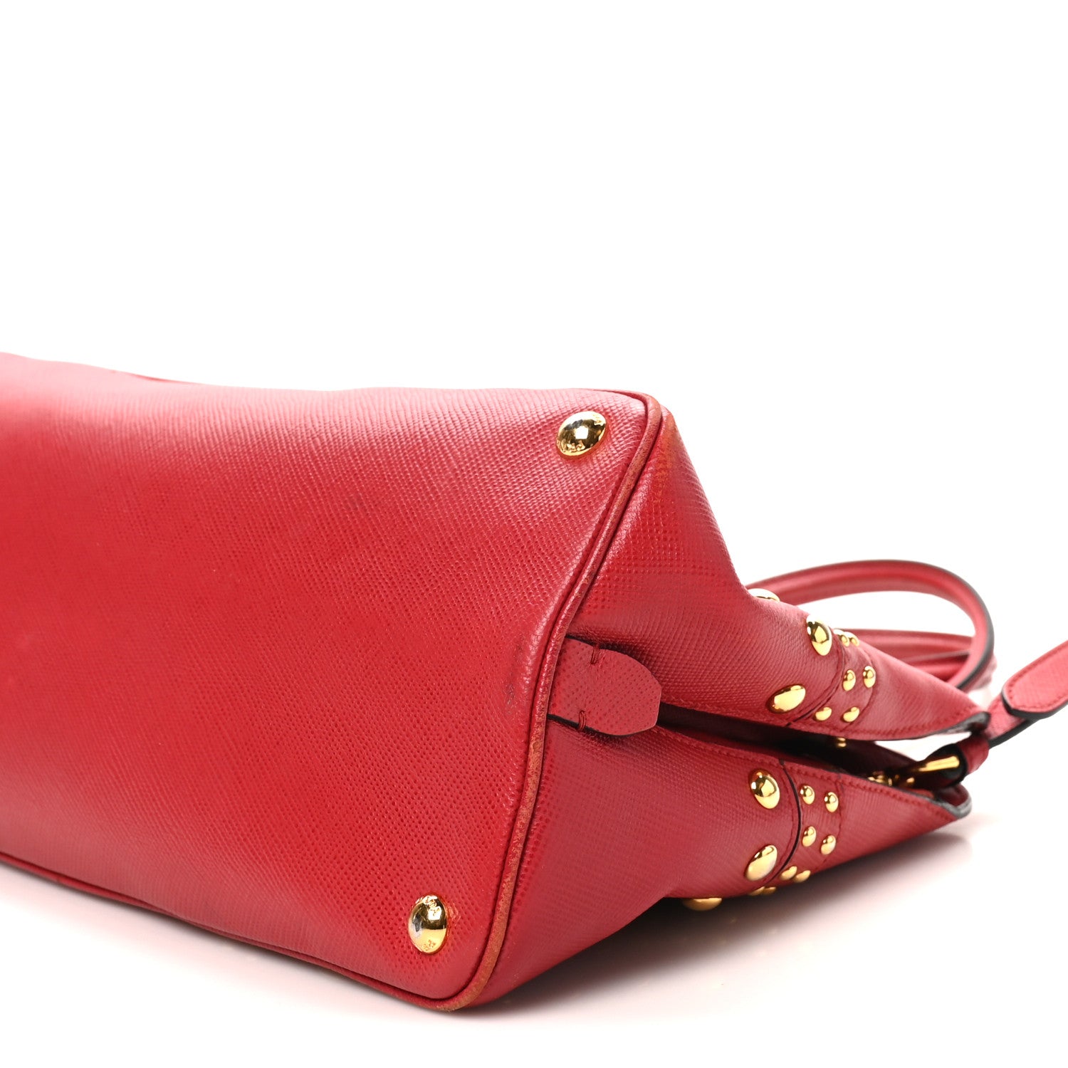 Prada Saffiano Studded Bijou Tote Red 9 of 11