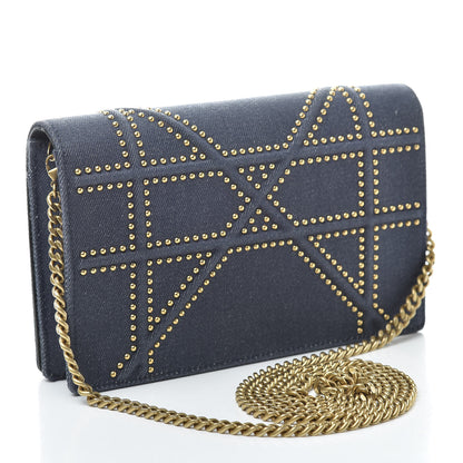 Christian Dior Denim Studded Wallet on Chain Pouch Blue 3 of 12