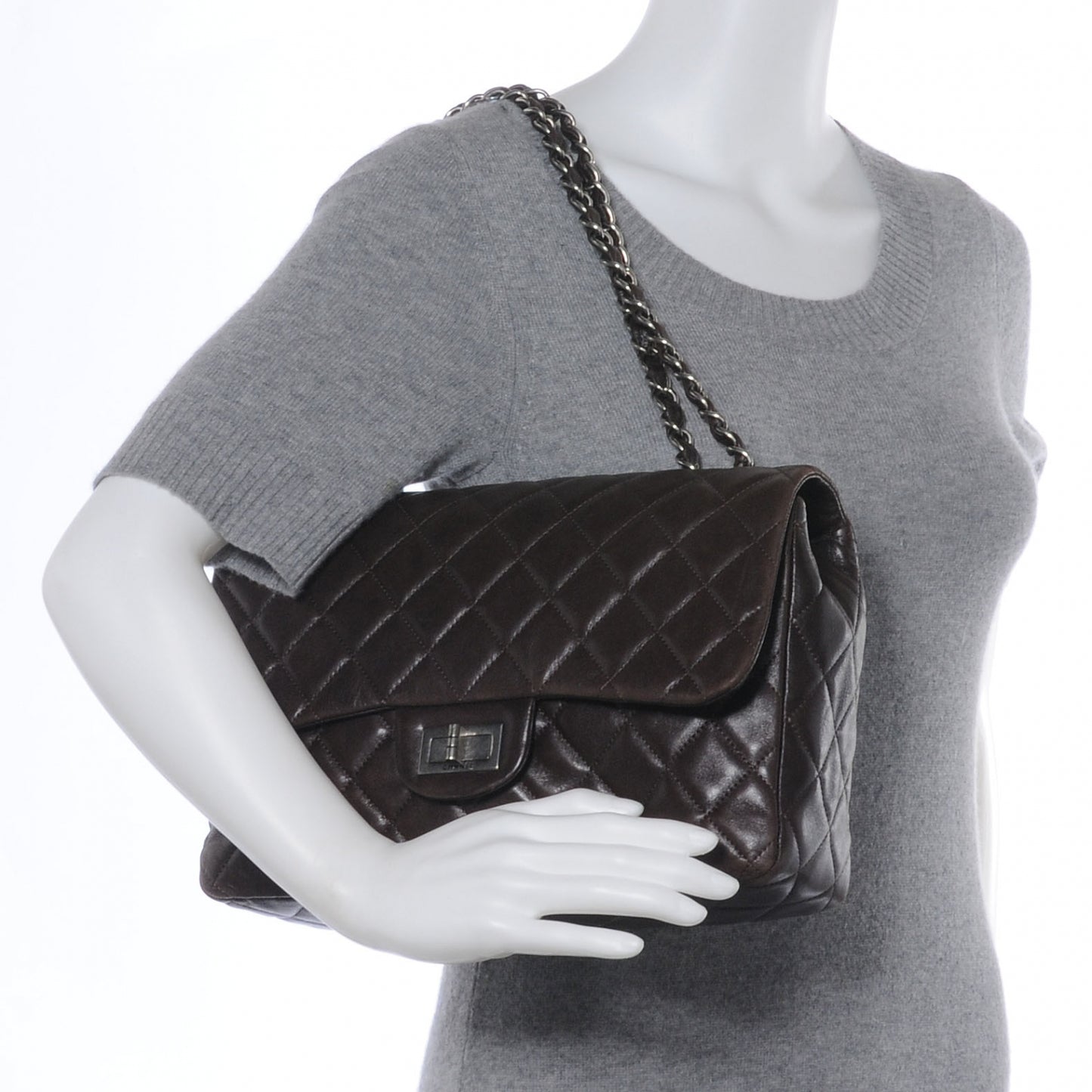 Lambskin Hybrid Reissue Jumbo Flap Dark Brown