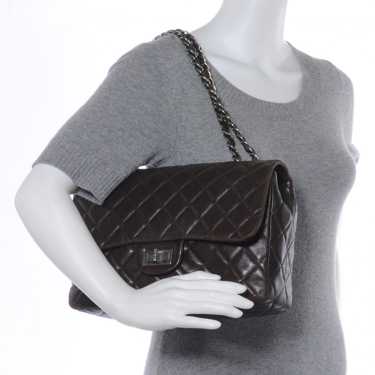 Chanel Lambskin Hybrid Reissue Jumbo Flap Dark Brown 2 of 8