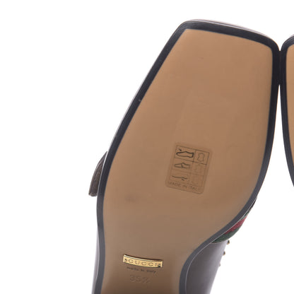 Gucci Calfskin Web Studded Peyton Loafers 35.5 Brown 9 of 11