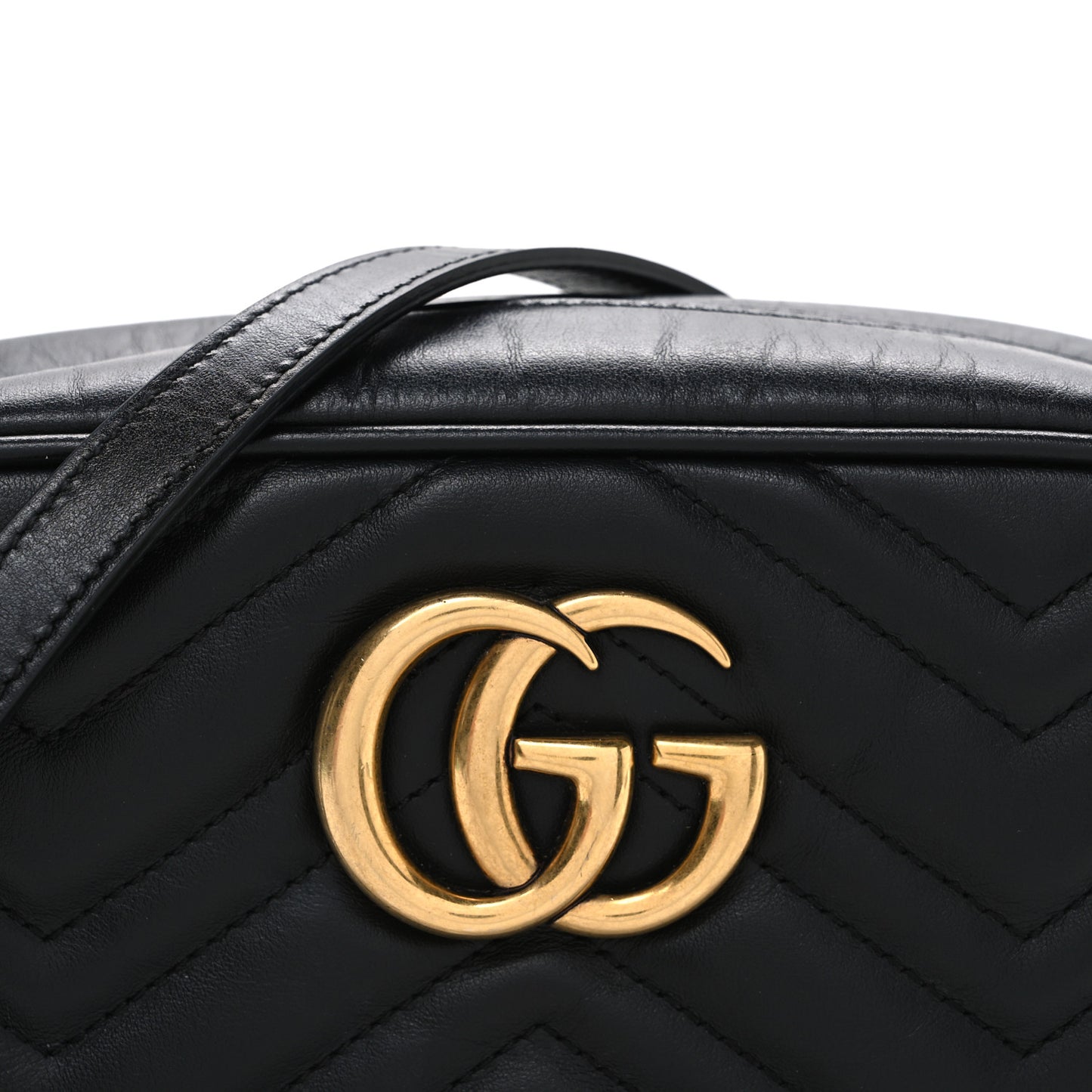 Calfskin Matelasse Small GG Marmont Chain Shoulder Bag Black