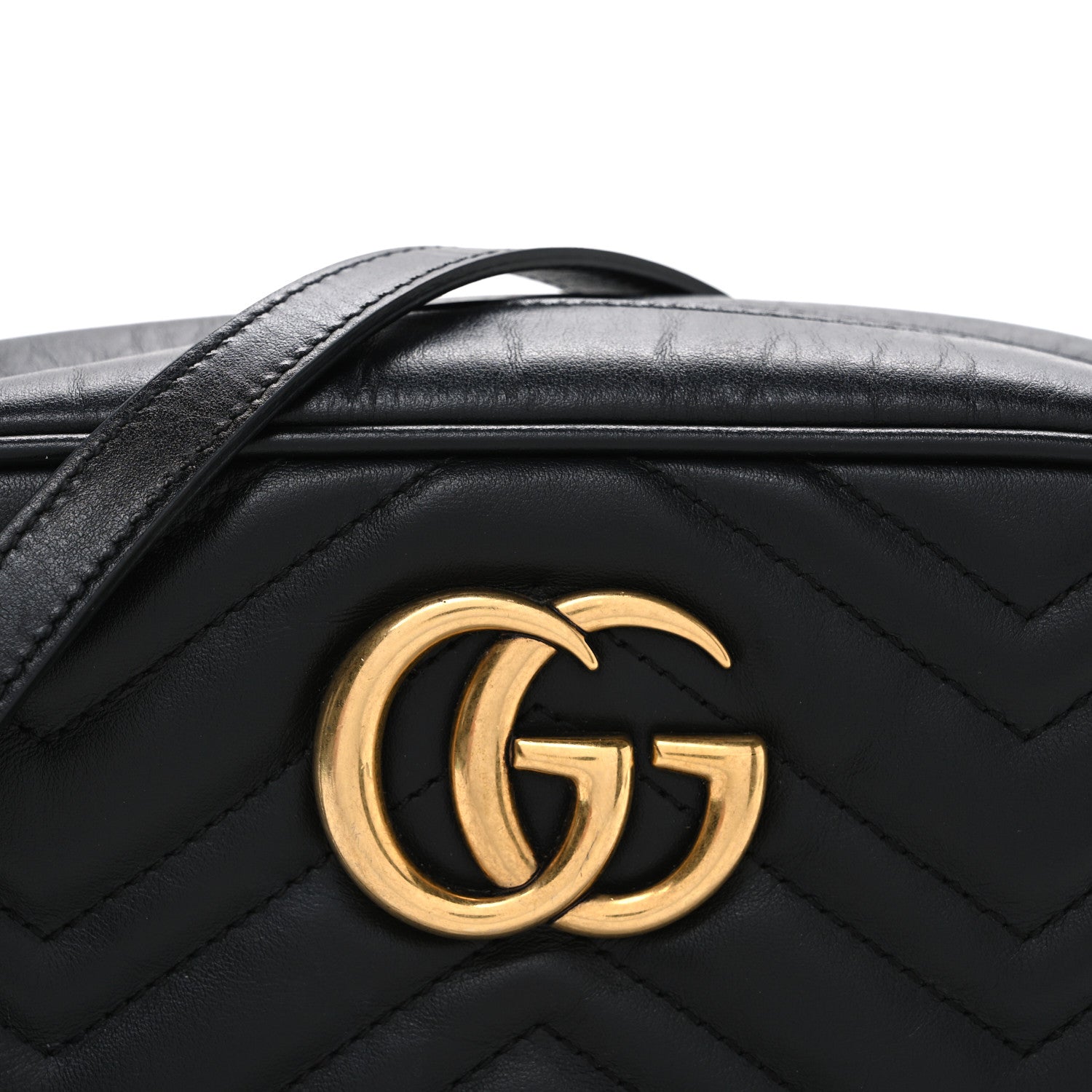 Gucci Calfskin Matelasse Small GG Marmont Chain Shoulder Bag Black 8 of 10