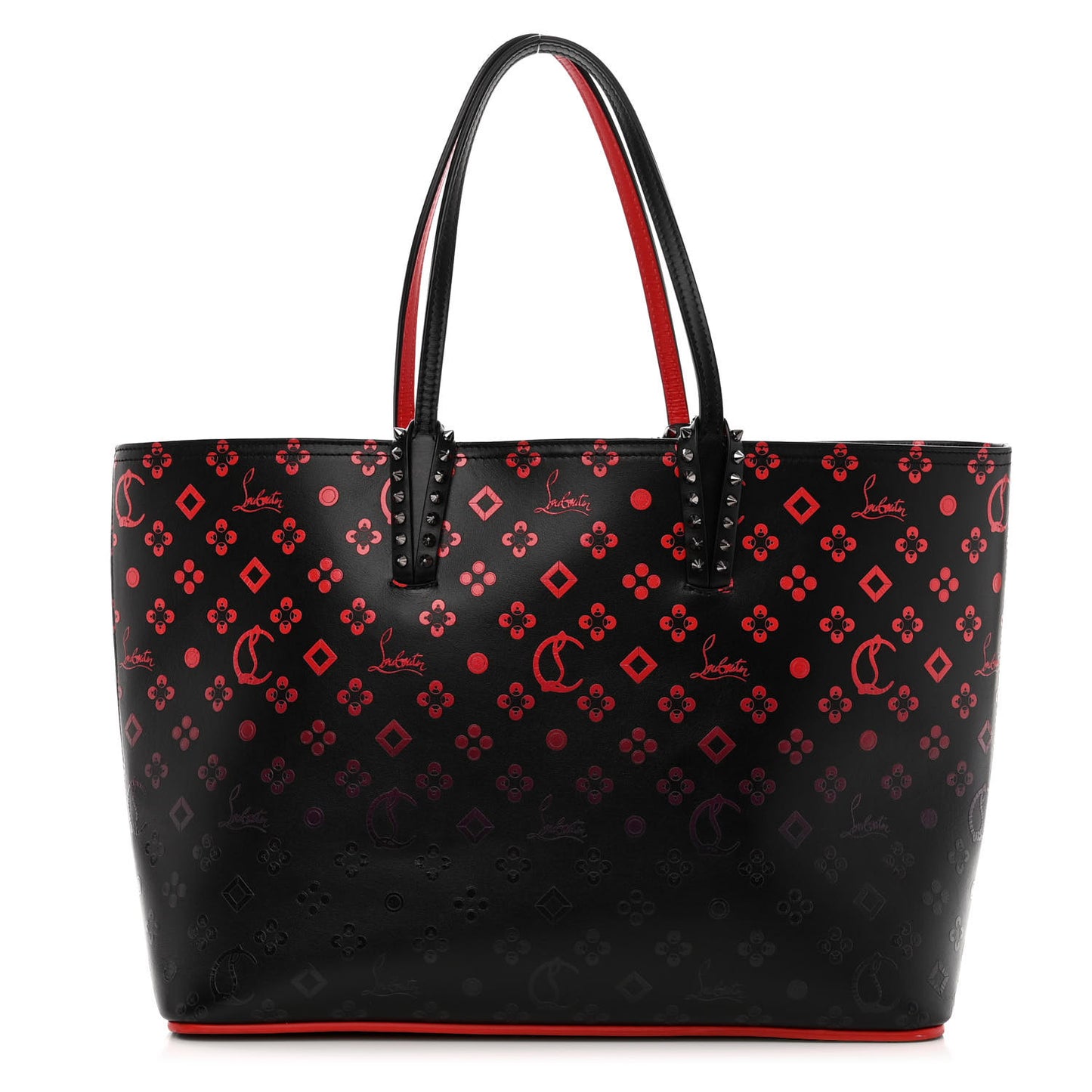 Perforated Calfskin Degrade Loubinthesky East West Cabata Tote Black Red