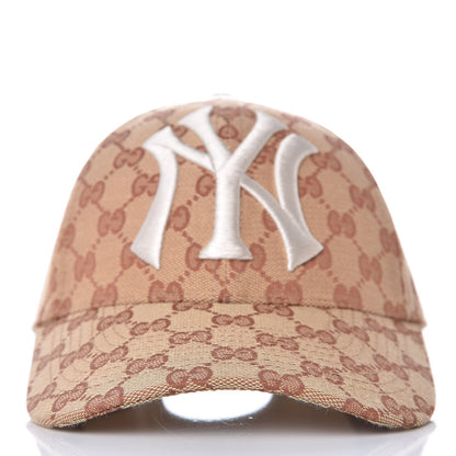 Gucci X MLB Monogram NY Yankees Baseball Hat 57-61 Beige Ruggine 3 of 9