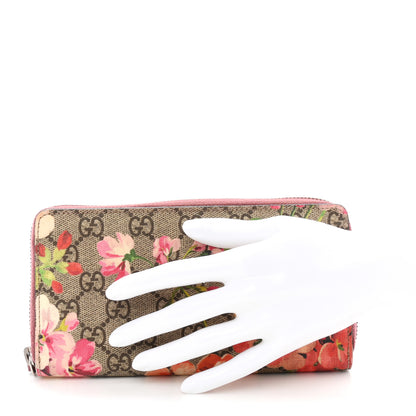 Gucci GG Supreme Monogram Blooms Zip Around Wallet Beige Multicolor Dry Rose 2 of 7