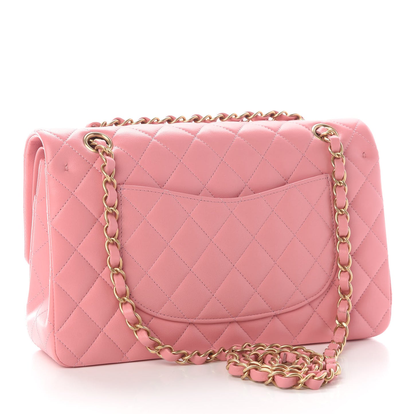 Lambskin Quilted Medium Double Flap Pink