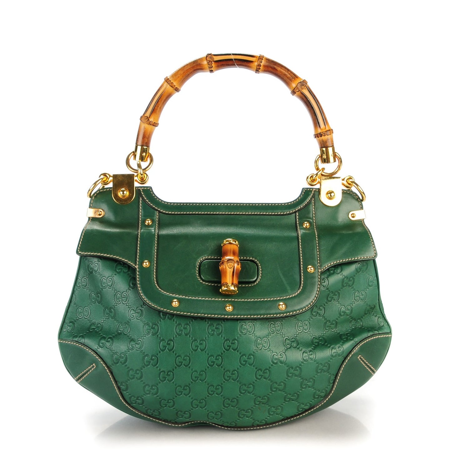 Guccissima Peggy Bamboo Top Handle Bag Green