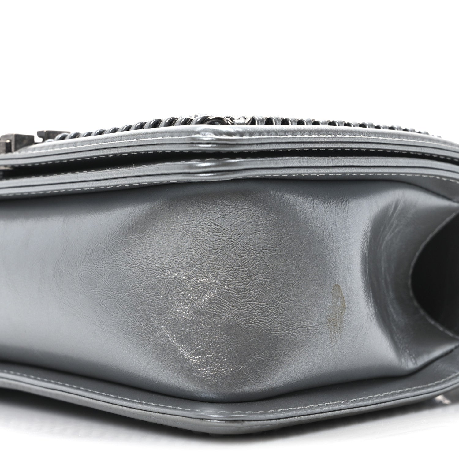 Chanel Metallic Calfskin Quilted Medium Top Handle Boy Flap Silver 10 of 11