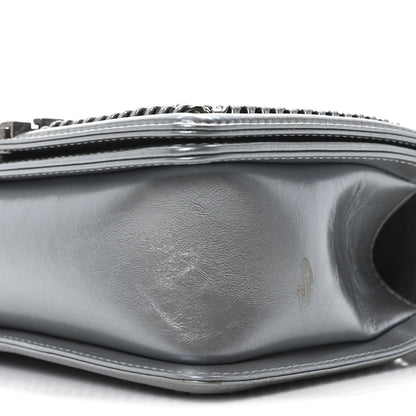 Chanel Metallic Calfskin Quilted Medium Top Handle Boy Flap Silver 10 of 11