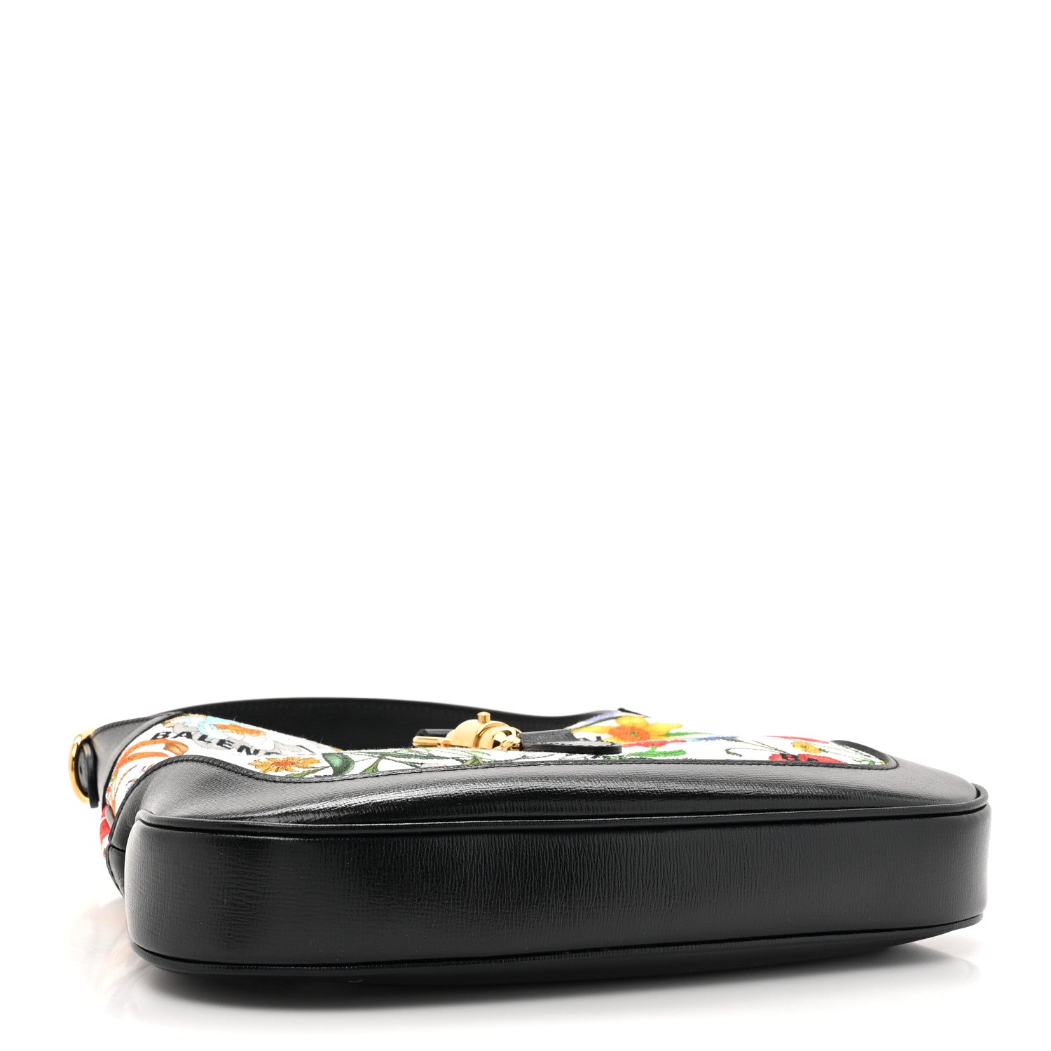 Gucci X BALENCIAGA Canvas Boarded Pluton Calfskin Flora Logo Print Small Jackie 1961 Hobo White Multicolor Black 4 of 10