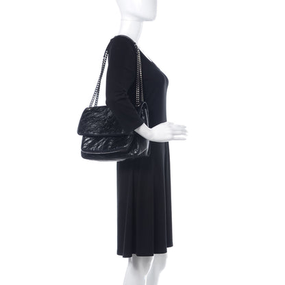 Saint Laurent Crinkled Calfskin Matelasse Monogram Medium Niki Chain Satchel Black 2 of 12