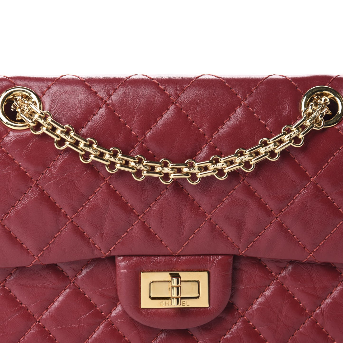 Aged Calfskin Quilted 2.55 Reissue Mini Flap Red