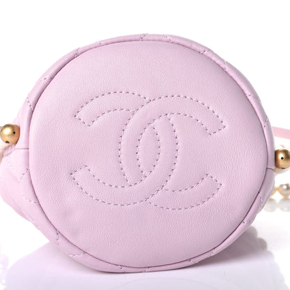 Chanel Calfskin Quilted Pearl Mini About Pearls Drawstring Bucket Light Pink 10 of 11