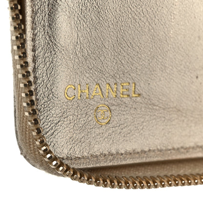 Chanel Iridescent Lambskin Quilted Large Zip Around Organizer Wallet Light Gold 6 of 10