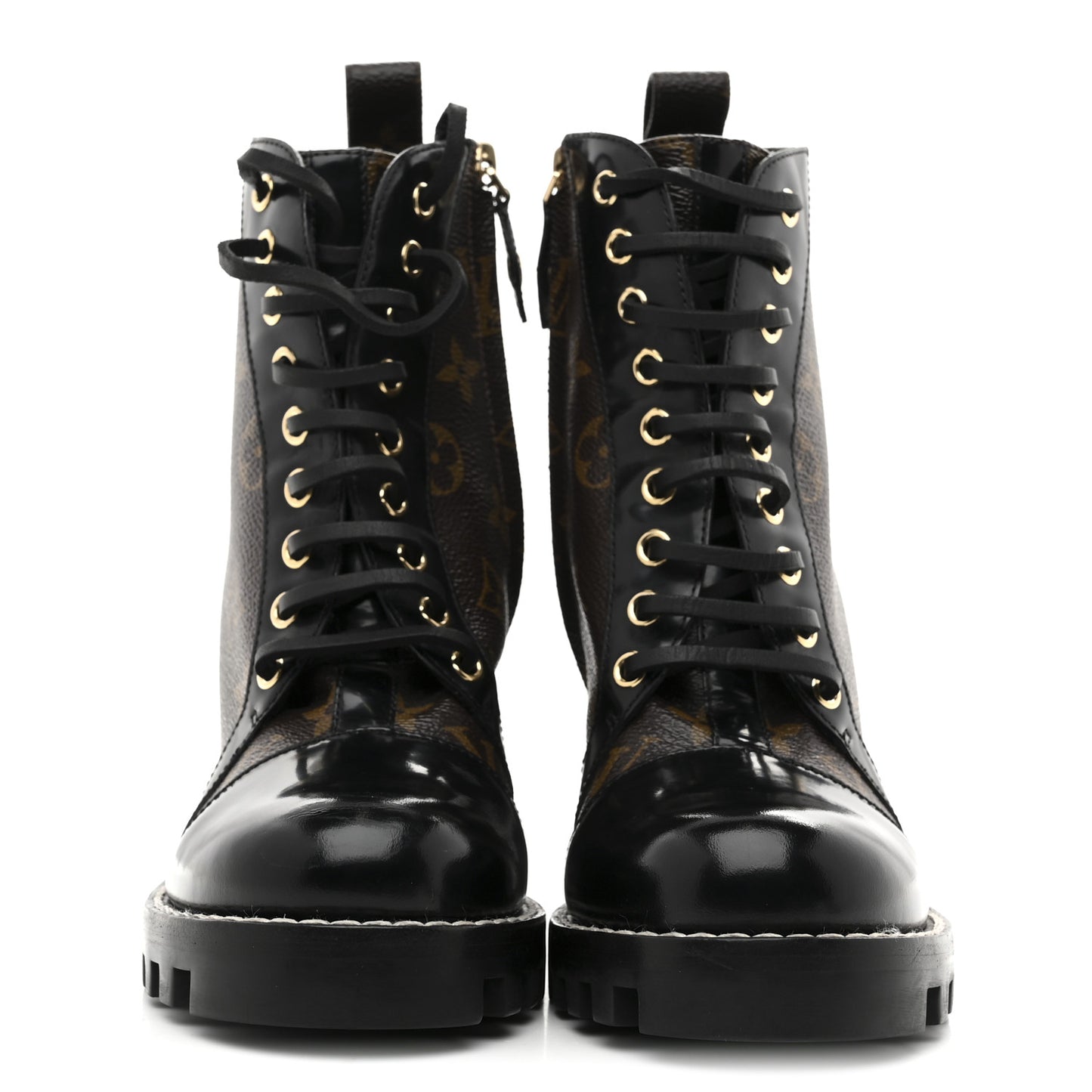 Patent Calfskin Monogram Star Trail Ankle Boots 37.5 Black
