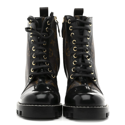 Louis Vuitton Patent Calfskin Monogram Star Trail Ankle Boots 37.5 Black 3 of 9