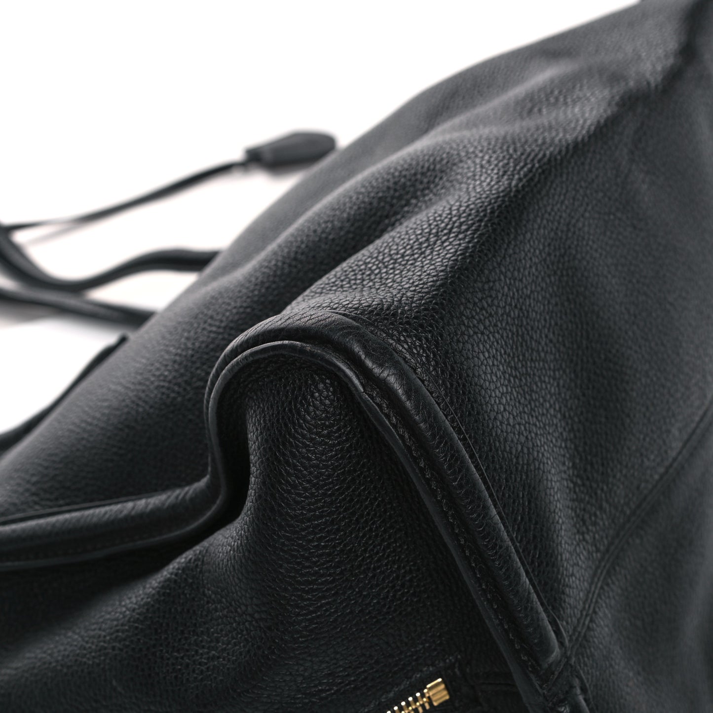 Pebbled Calfskin Large Skull Padlock Zip Around Tote Black