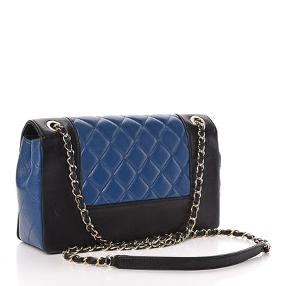Chanel Sheepskin Quilted Vintage Mademoiselle Flap Blue Black 3 of 19
