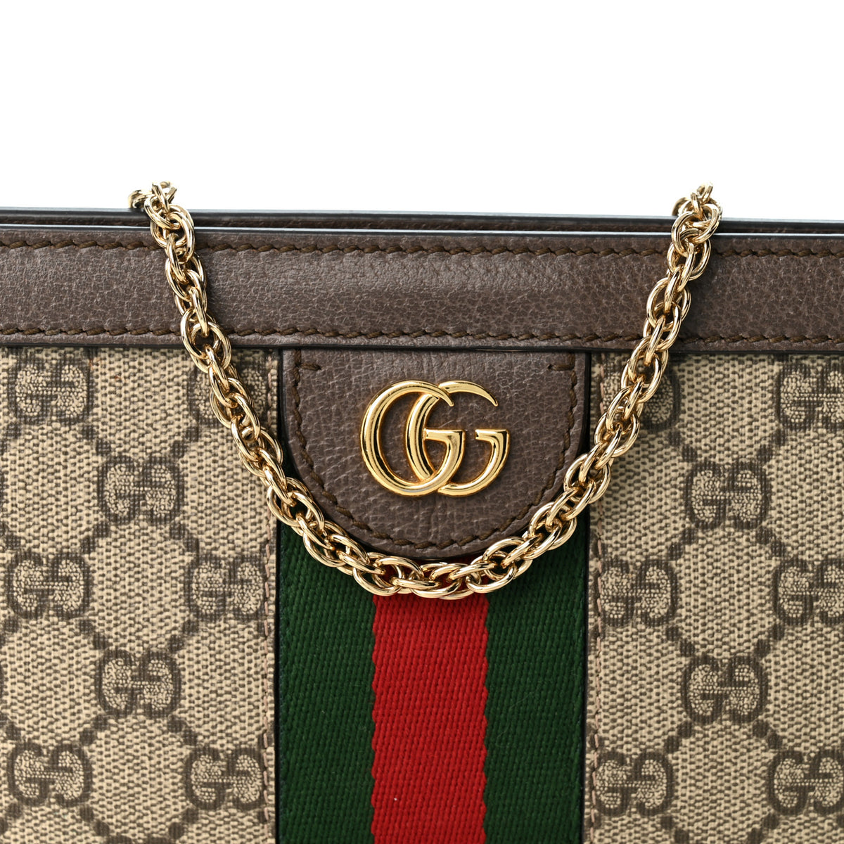 GG Supreme Monogram Textured Dollar Calfskin Web Mini Ophidia Chain Shoulder Bag Beige Ebony New Acero