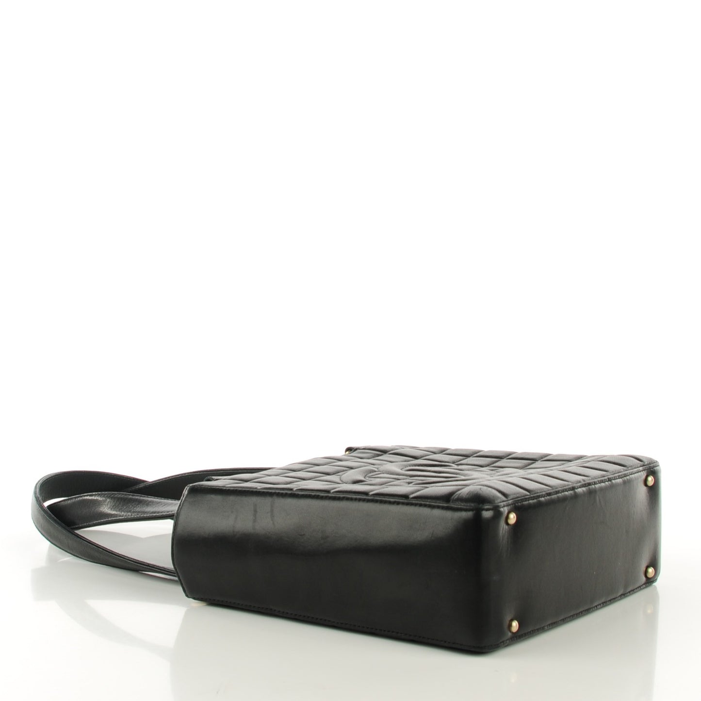 Lambskin Quilted Chocolate Bar Tote Black