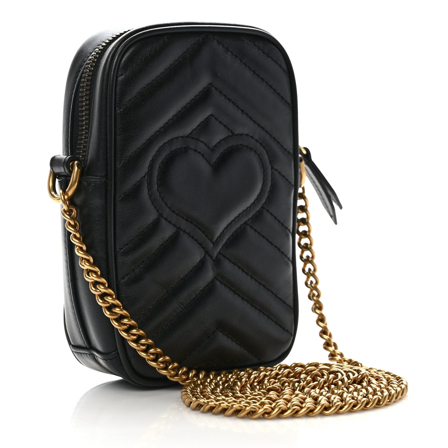 Calfskin Matelasse Mini GG Marmont Crossbody Bag Black