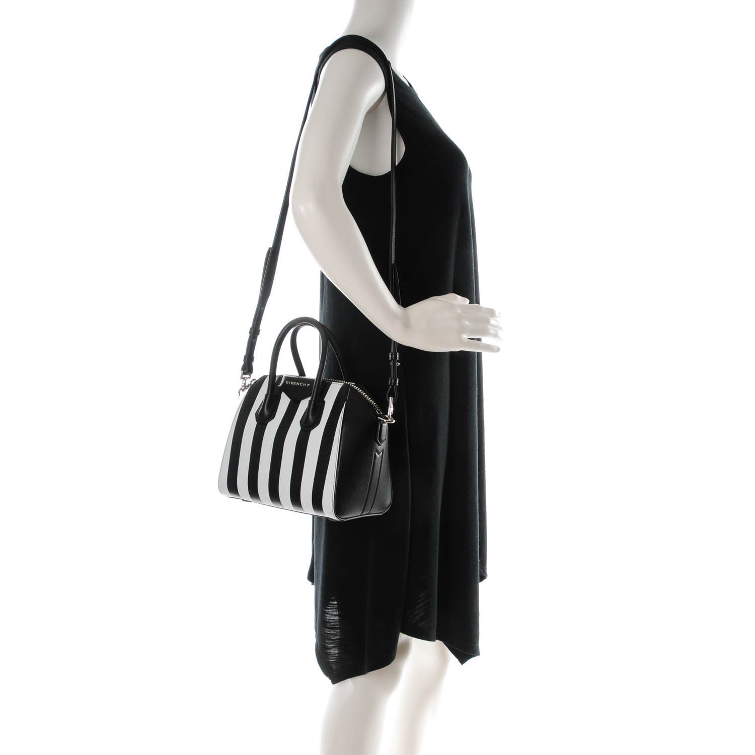 Givenchy Calfskin Striped Mini Antigona Black White 2 of 8