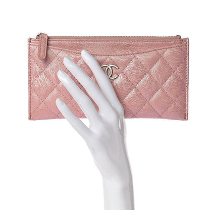 Chanel Iridescent Caviar Quilted Classic Zip Pouch Rose Pink 2 of 8