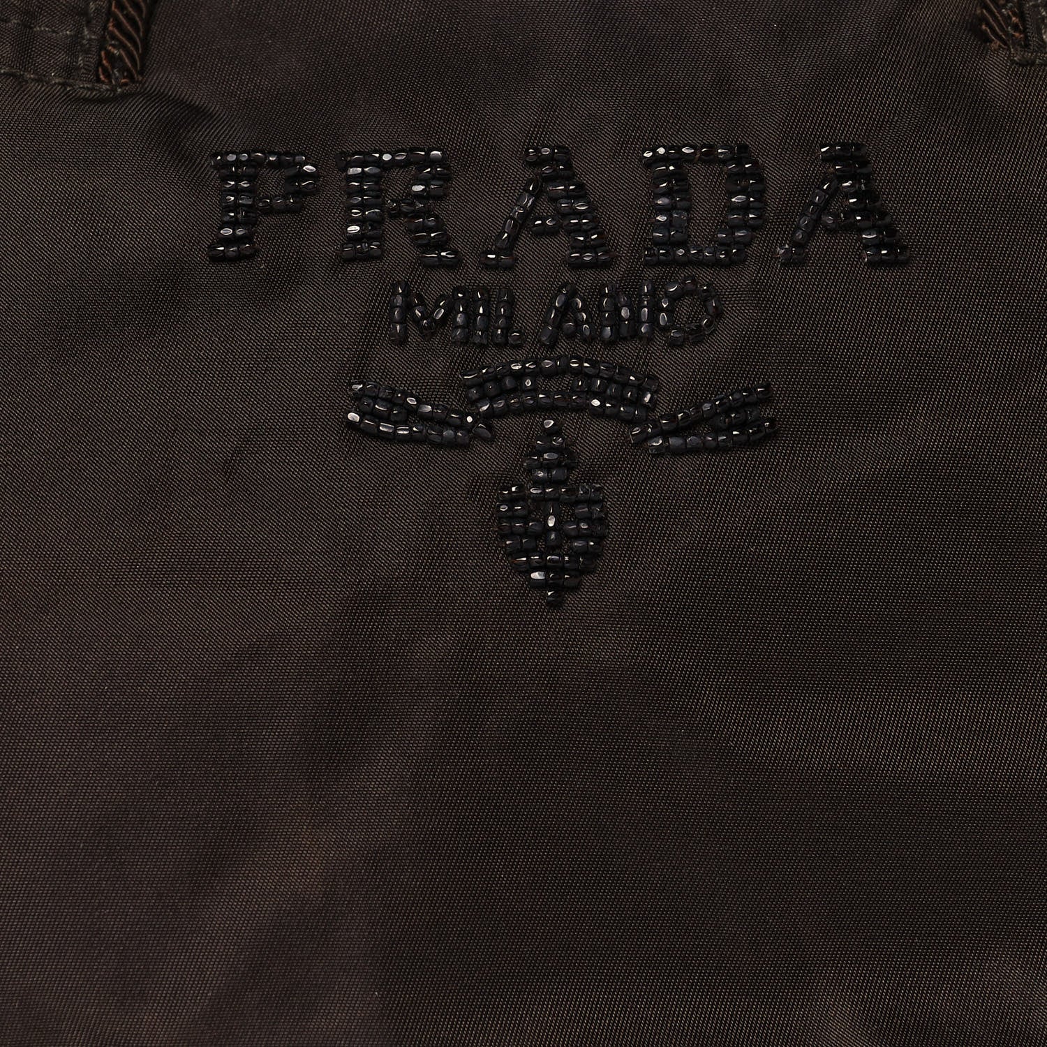 Prada Tessuto Nylon Beaded Tassel Shoulder Bag Brown 9 of 11