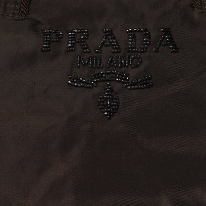 Prada Tessuto Nylon Beaded Tassel Shoulder Bag Brown 9 of 11