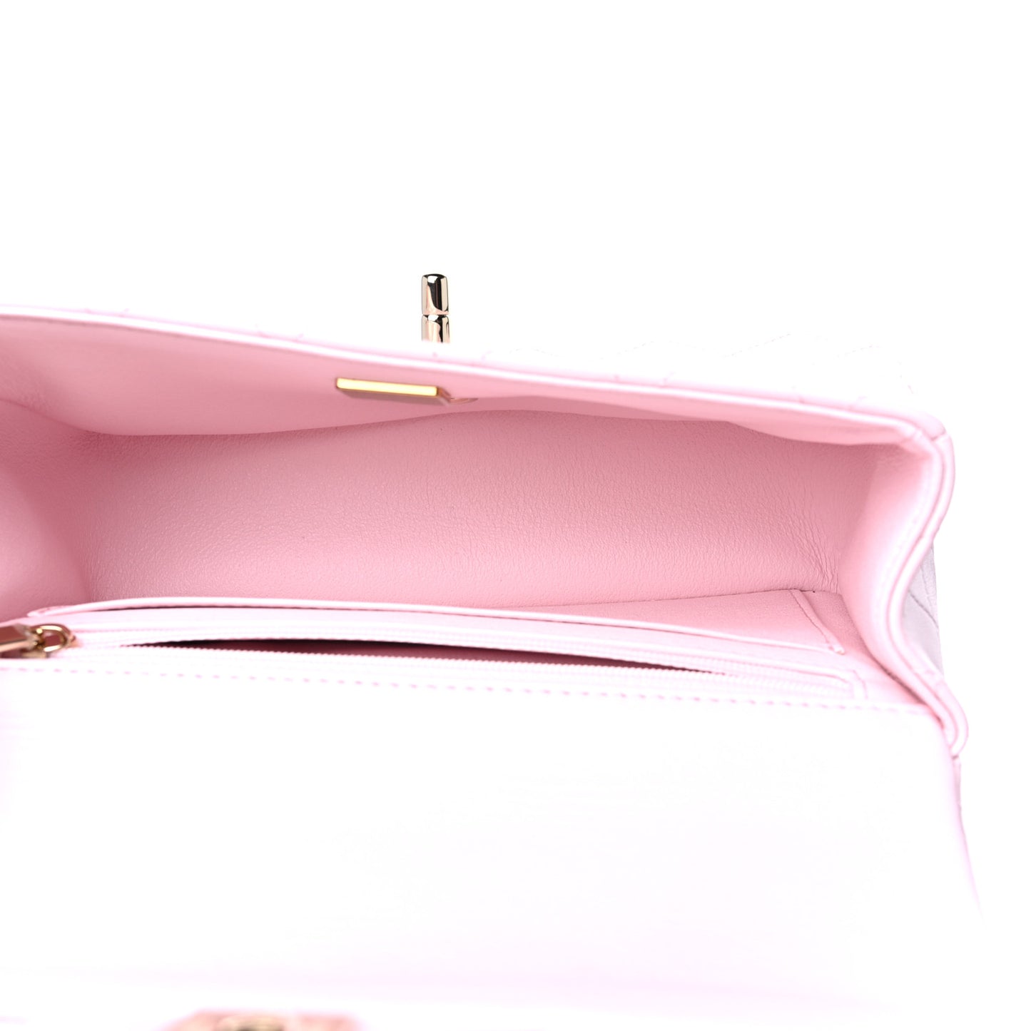 Lambskin Quilted Mini Top Handle Rectangular Flap Light Pink
