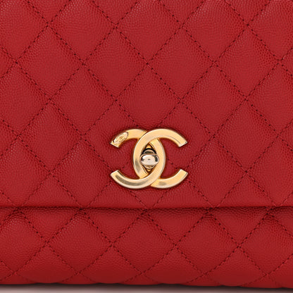 Chanel Caviar Quilted Small Coco Handle Flap Red 8 of 10