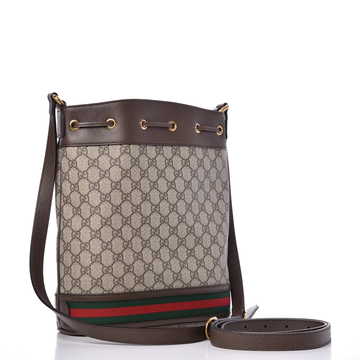 Gucci GG Supreme Monogram Web Ophidia Bucket Bag Brown 3 of 7