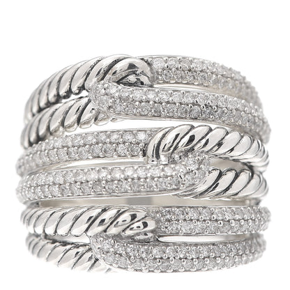 David Yurman Sterling Silver Diamond 19mm Labyrinth Triple Loop Ring 52 6 1 of 5