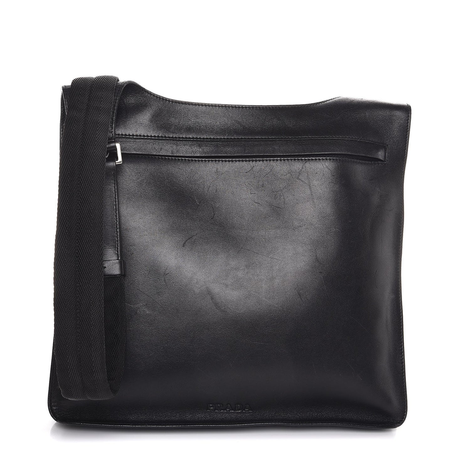 Smooth Calfskin Flat Messenger Bag Black