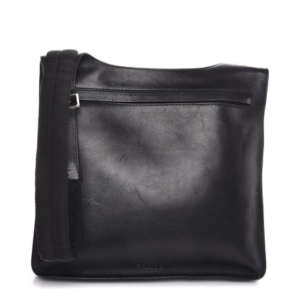 Prada Smooth Calfskin Flat Messenger Bag Black 1 of 6